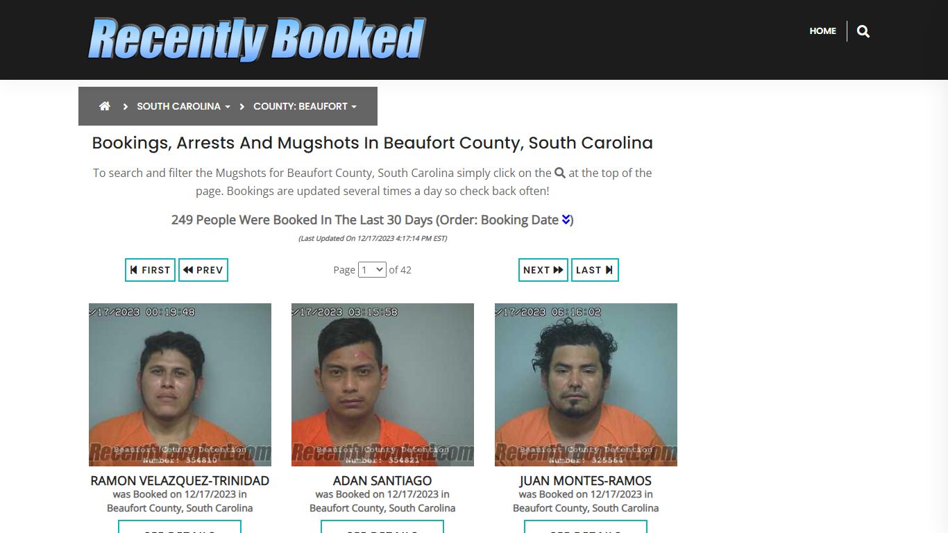 Bookings, Arrests and Mugshots in Beaufort County, South Carolina