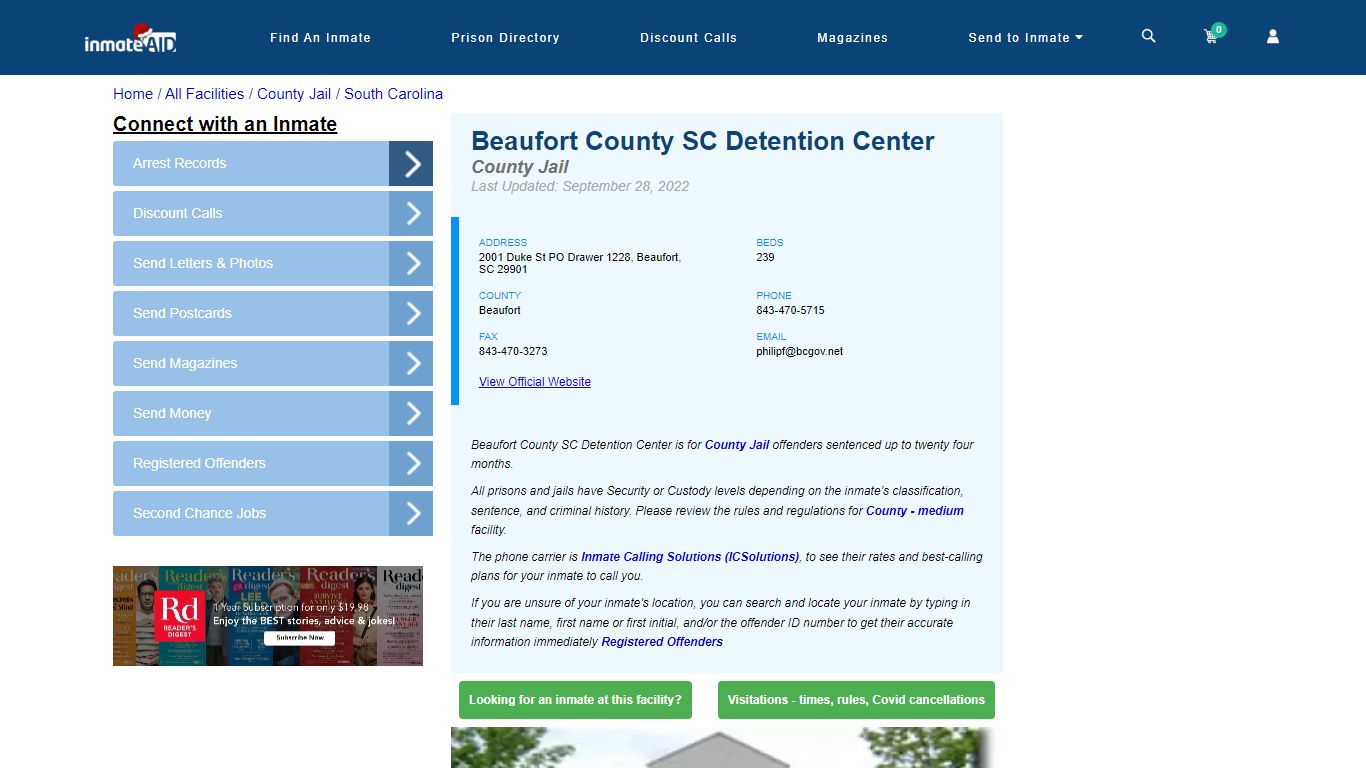 Beaufort County SC Detention Center - Inmate Locator - Beaufort, SC